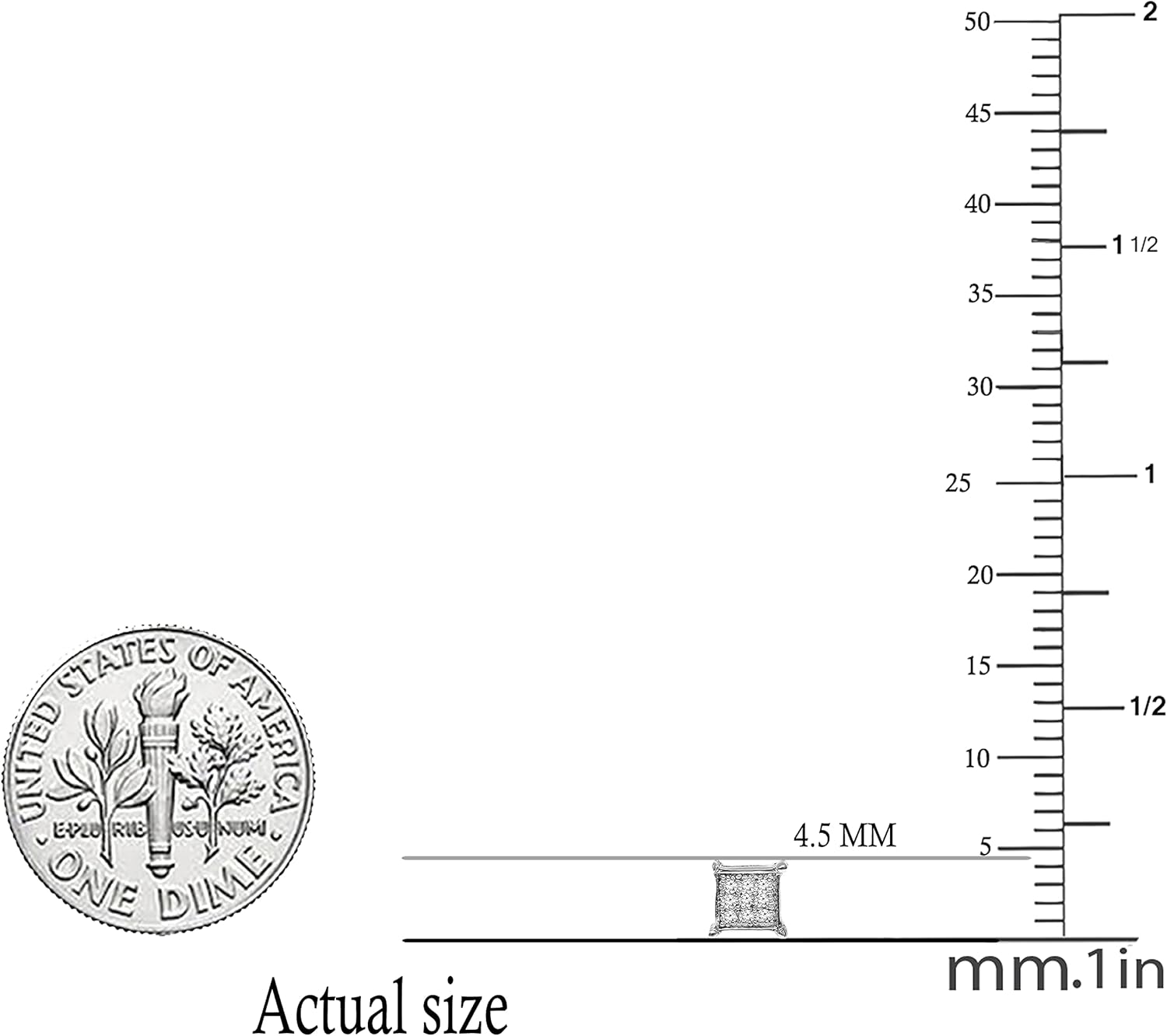 Dazzlingrock Collection 0.06 Carat Round Lab Grown White Diamond Square Shape Micro Pave Hip Hop Iced Out Studs in Solid Gold & 925 Sterling Silver, Unisex Design Ladies, Mens Diamond Earrings