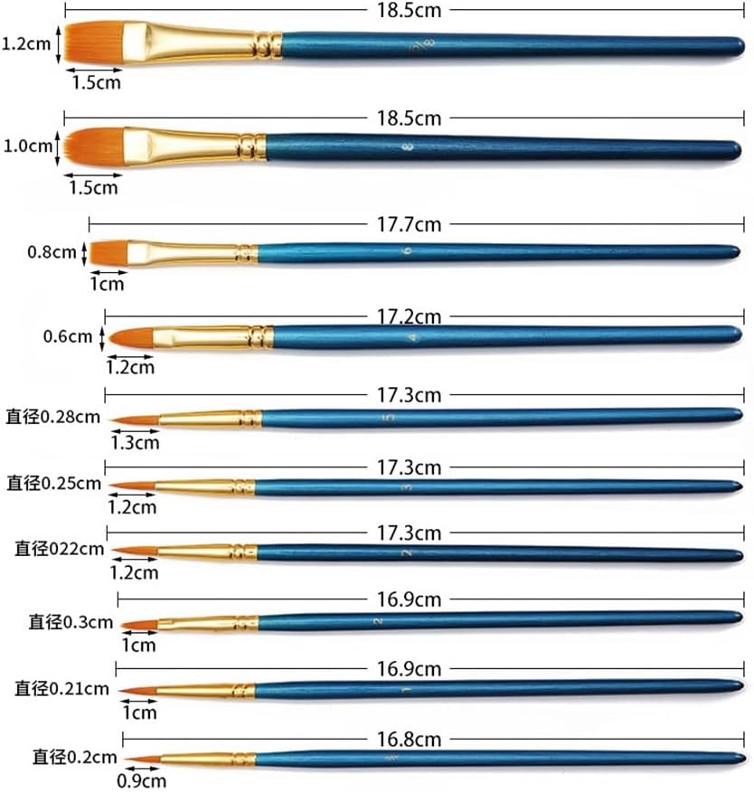 Oil Brush Set Wooden Handle Nylon Hair Watercolour Outlining Brushes Art Supplies Tools