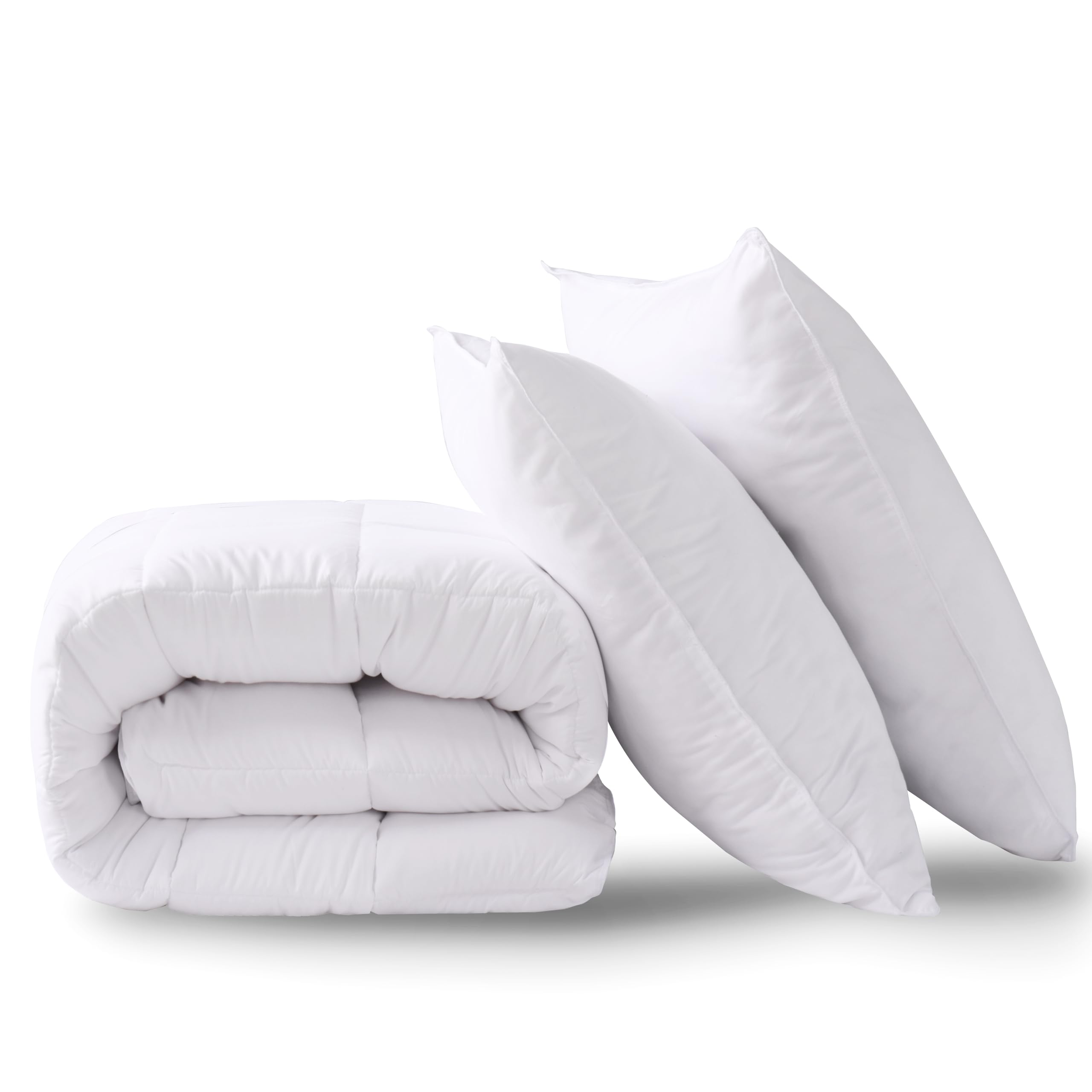 HIG Bettdecke 155x220cm Set mit Kissen – Ganzjahresdecke mit 250GSM Mikrofaserfüllung, Kopfkissen 80x80cm – Oeko-Tex Zertifiziert - Kuschelweich Waschbar für Schlafzimmer Gästezimmer Ferienwohnung