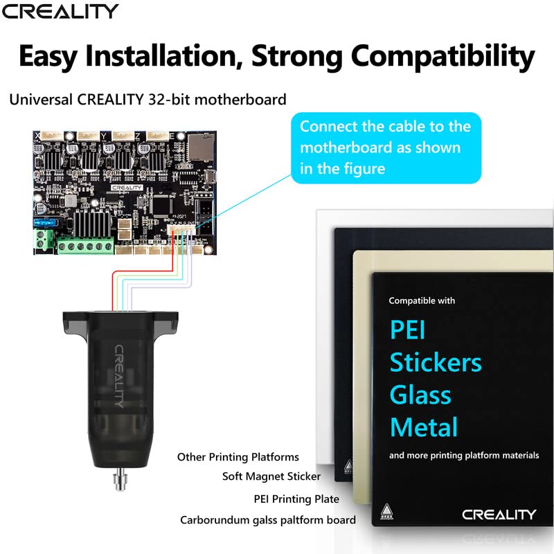 Creality CR Touch Auto Bed Leveling Sensor Kit for Ender3 V2/Ender3/Ender3 Pro/Ender3 Max/Ender5/Ender5Pro/CR-10 with 32 Bit V4.2.2/V4.2.7 Mainboard 3D Printer,More Stable and Durable with Metal Probe