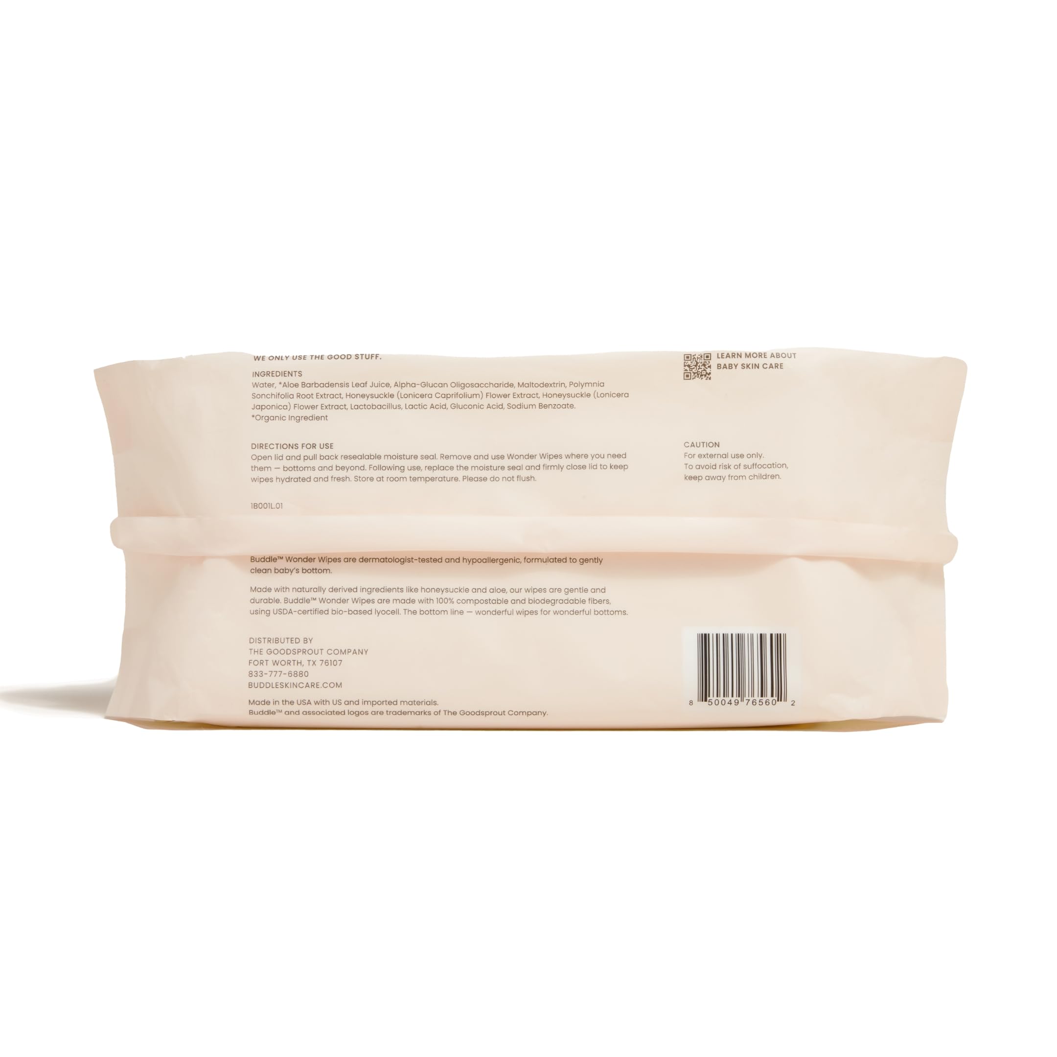 Buddle Wonder Wipes - Paquete de 12 toallitas para bebé con aloe y madreselva, probadas por dermatólogos e hipoalergénicas, biodegradables y compostables a base de plantas para pieles sensibles