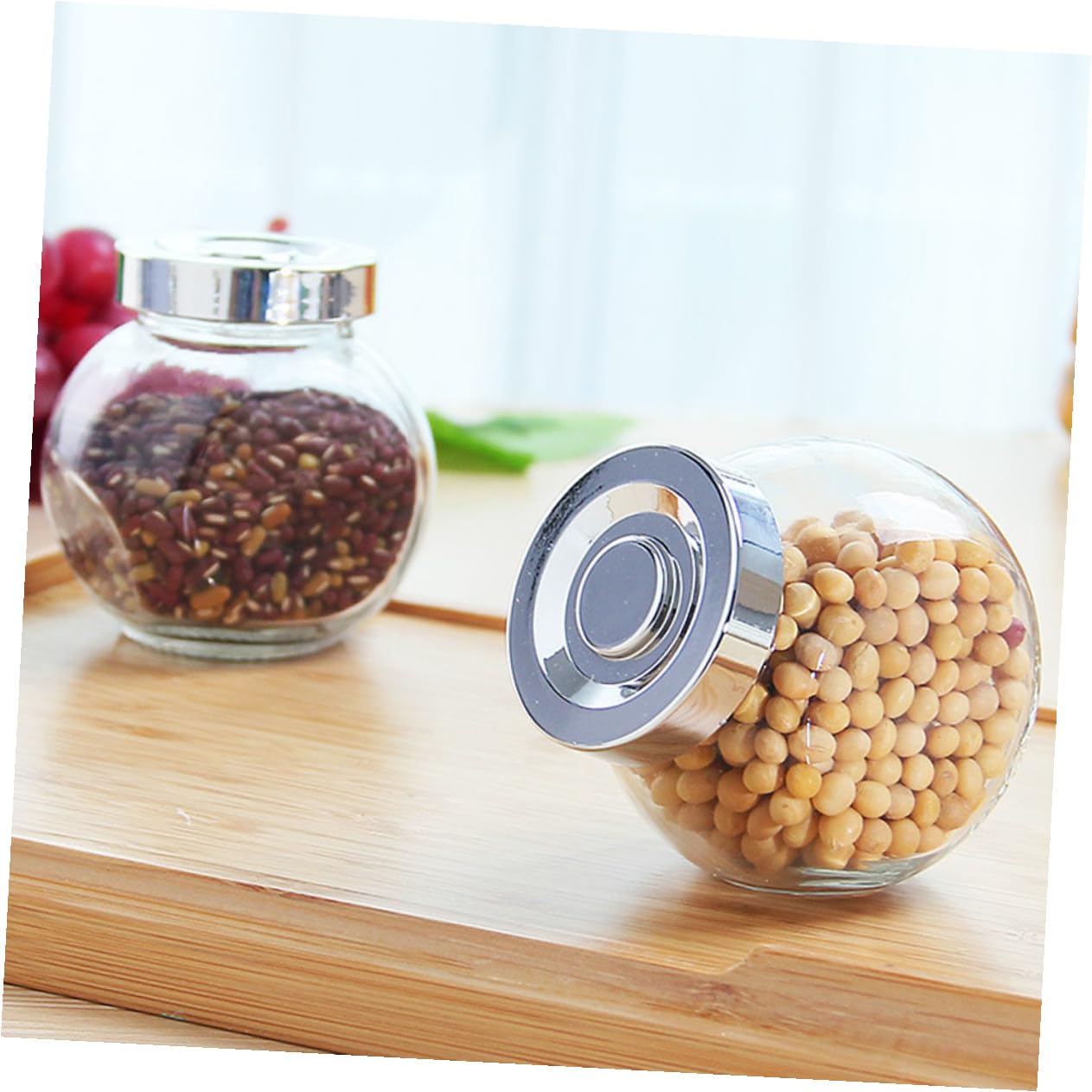 MAGICLULU Set di 8 Barattoli in Vetro Trasparente per Alimenti Chiusura Ermetica, Leggeri per Conservare Frutta Secca e Cereali in Cucina