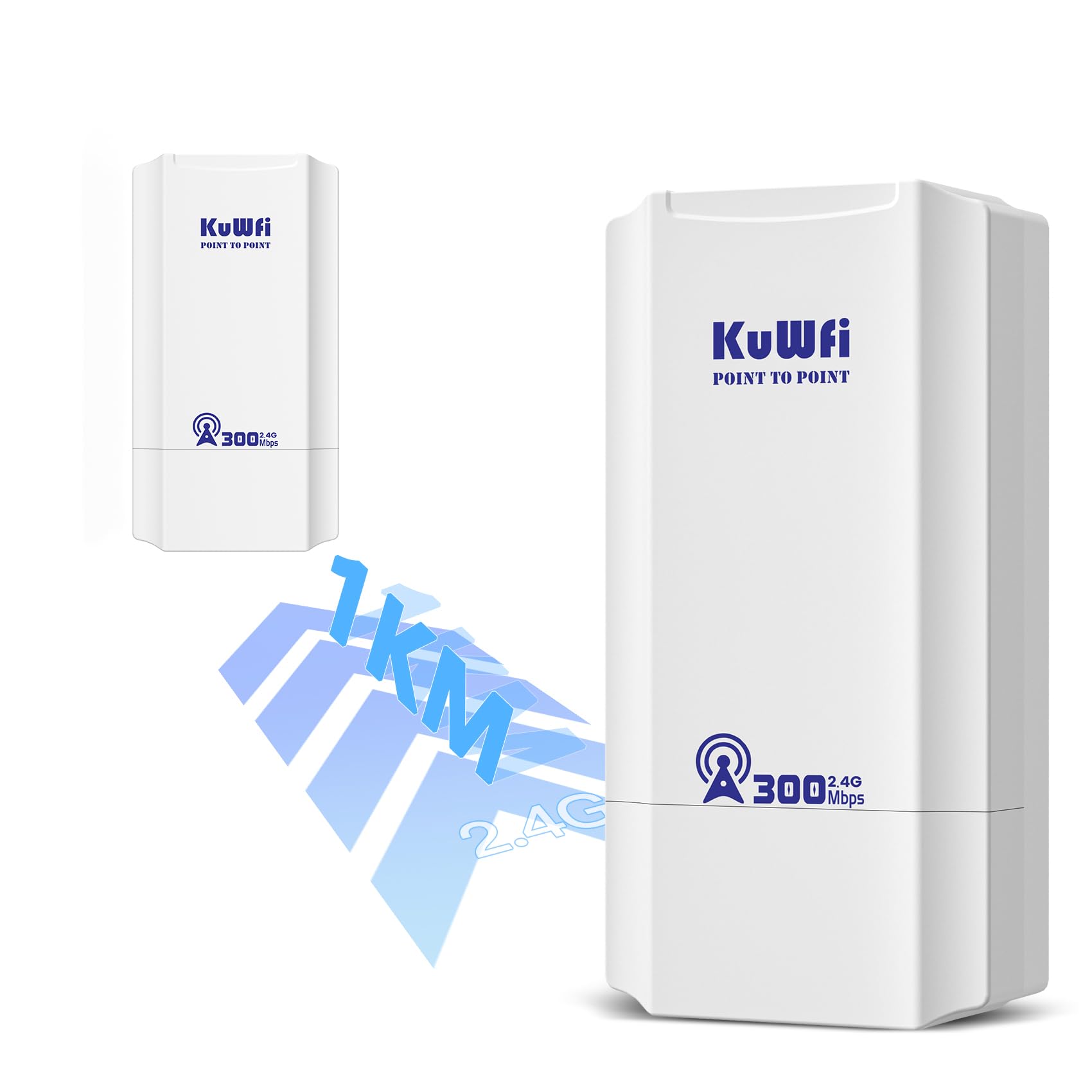 Point d'accès externe, pont sans fil KuWFi 2,4 GHz 300 Mbps, antenne Wi-Fi externe 8 dBi CPE avec écran LED pour la configuration WDS PT/PTMP, Wi-Fi point à point longue portée 1 km pour routeur/camér