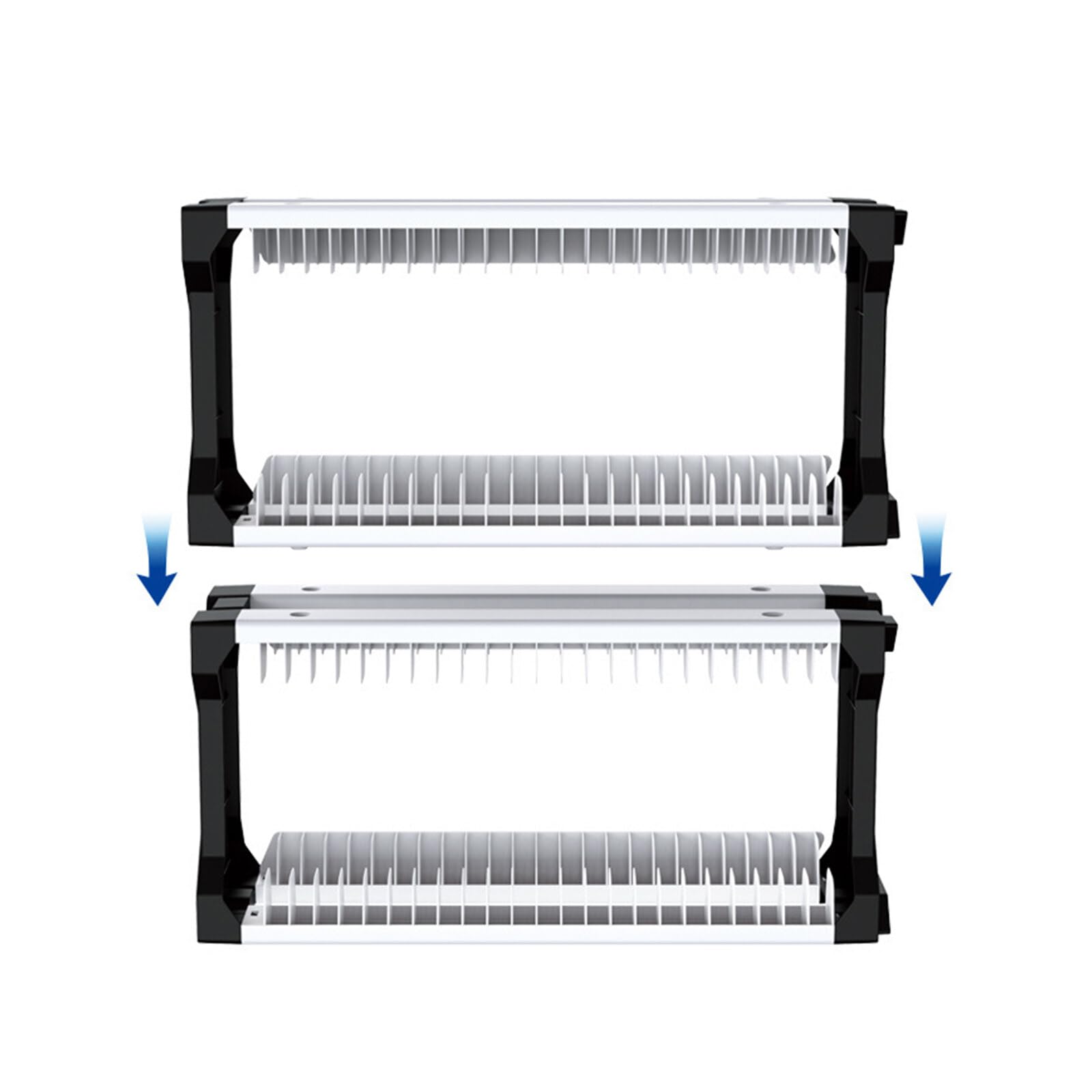 SunshineFace Torre de Almacenamiento para PS5/PS4/PS3/Xbox Con 2 Ganchos para Auriculares Gamepad, Almacena Hasta 23 Fundas de Disco, Blanco y Negro