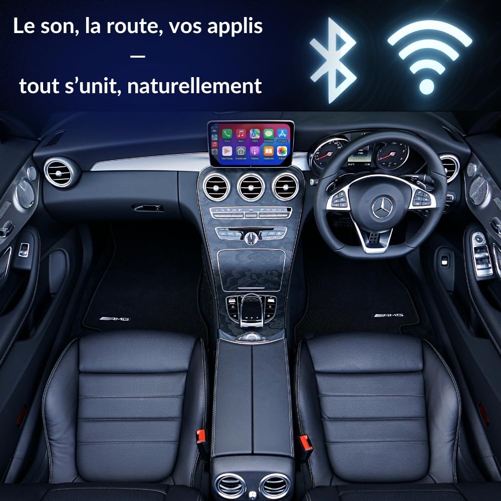 Officiel - Carplay sans Fil - Adaptateur carplay sans Fil - pour Apple CarPlay/Android Auto- Bluetooth 5.3 et WiFi 6, sans décalage, Plug and Play, Connexion Automatique.