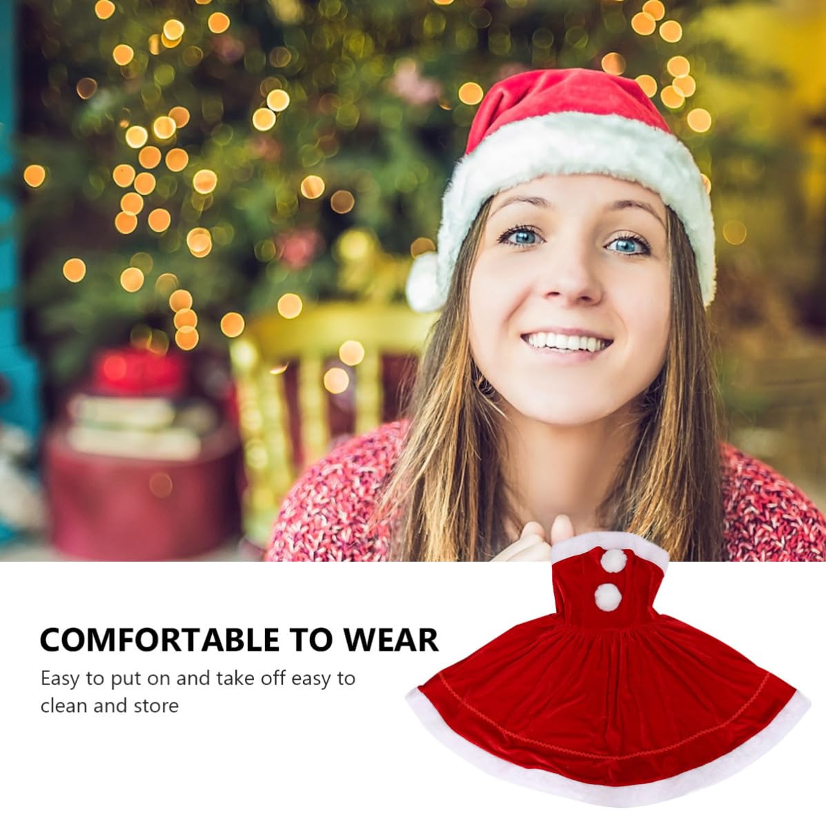 BESTOYARD Costume de Noël Déguisé pour Garçon et Filles en Polyester Rouge Tissu Confortable et Forte Rétention de Chaleur, Robe Festive Soirée de Noël