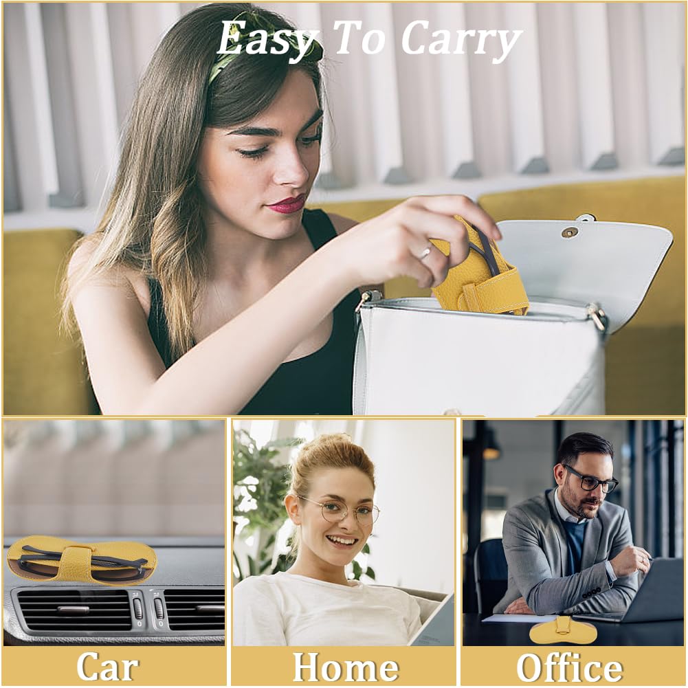 CREATCABIN Custodia Occhiali In Pelle Custodia Occhiali Sole Portatile Borsa Viaggio Leggera Sottile Occhiali Vista Borsa Panno per Pulizia In Fibra Pelle Scamosciata per Donna Uomo Cioccolato