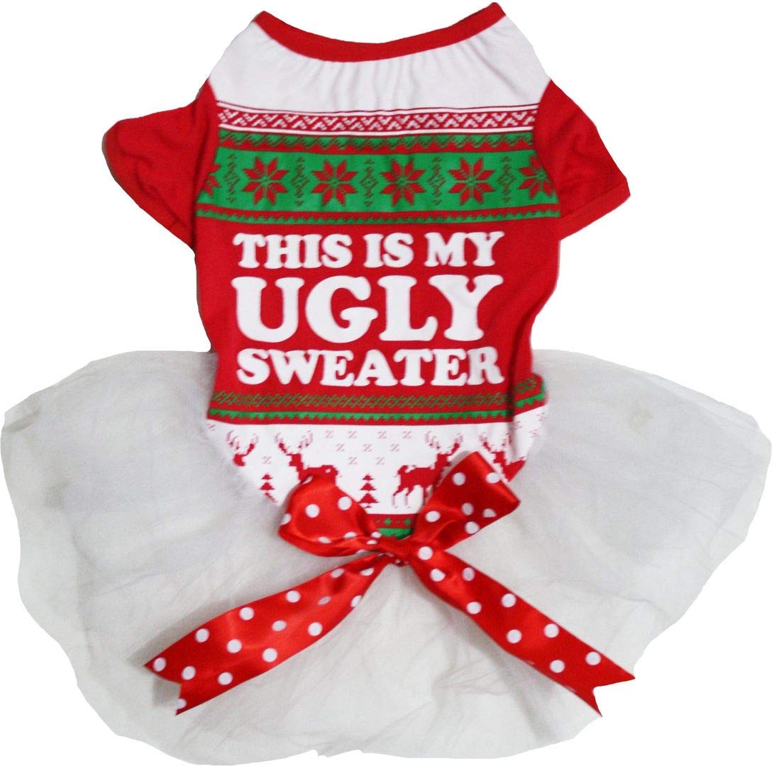 Robe de Noël pour petit chien folklorique taille XS rouge et blanc