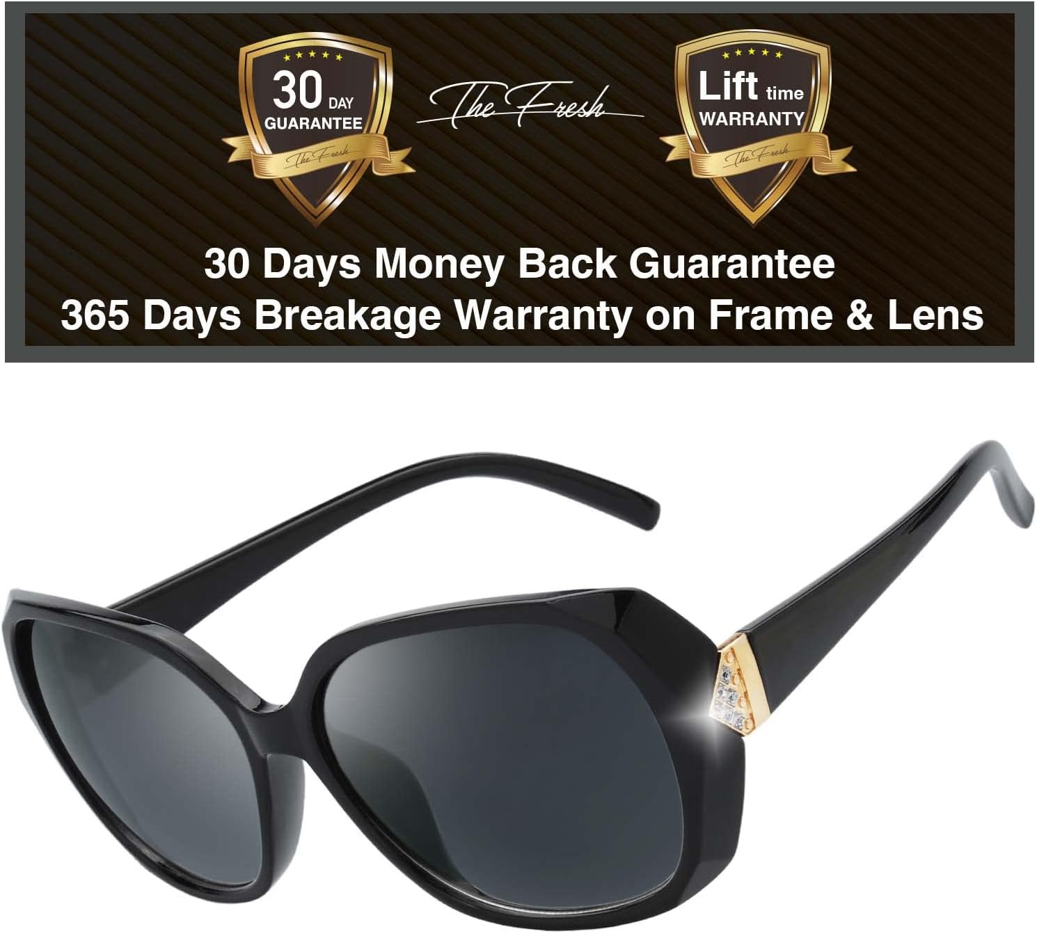 The Fresh Women's Oversized Square Jackie O Cat Eye Hybrid Butterfly Fashion Sunglasses - Exquisite Packaging - Image 4