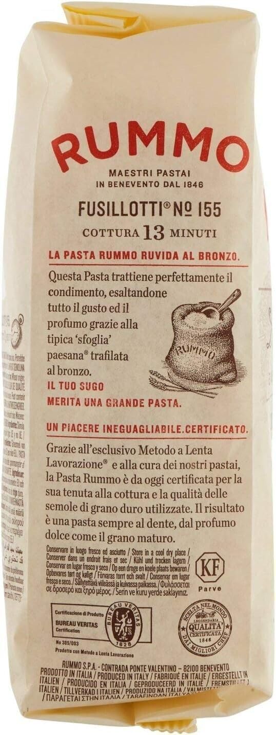 24x Rummo Pasta Fusillotti N°155, Nudeln aus Hartweizengrieß,Italienische Pasta 500g + Beni Culinari Kostenloser Schlüsselanhänger