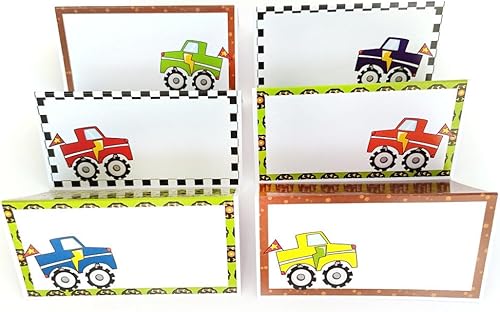 Miniatura 4 de Monster Truck Place - Tarjetas de tienda de campaña para niños, letrero de comida para fiesta de cumpleaños, juego de 12
