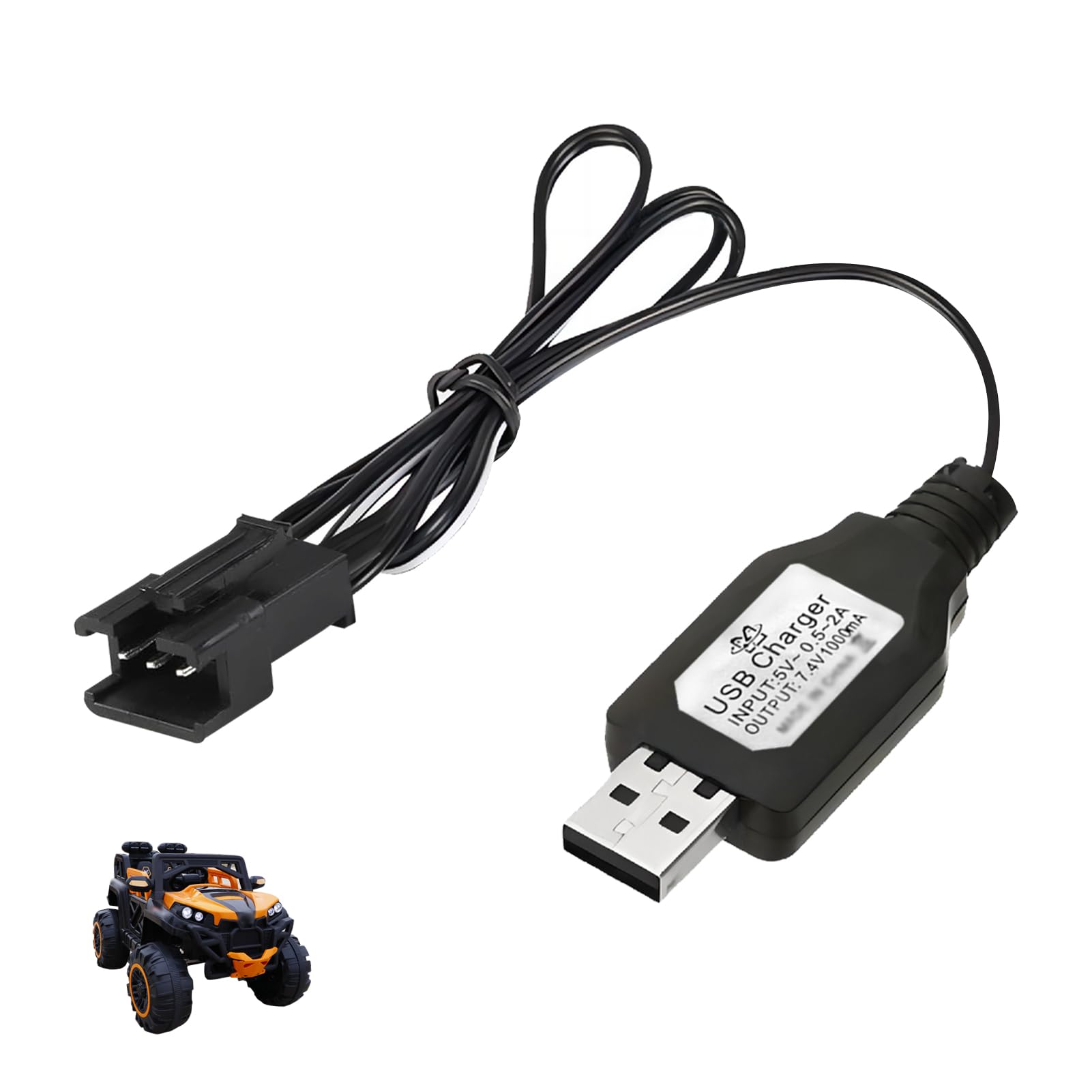 7.4V USB Charger Cable with SM-3P Plug, Charger for LiPo, USB Charging Cable for RC Cars RC Planes RC Tanks RC Boats Drones Quads and Airsoft Toys, 43cm Length, Fast Charging, Universal Compatibility