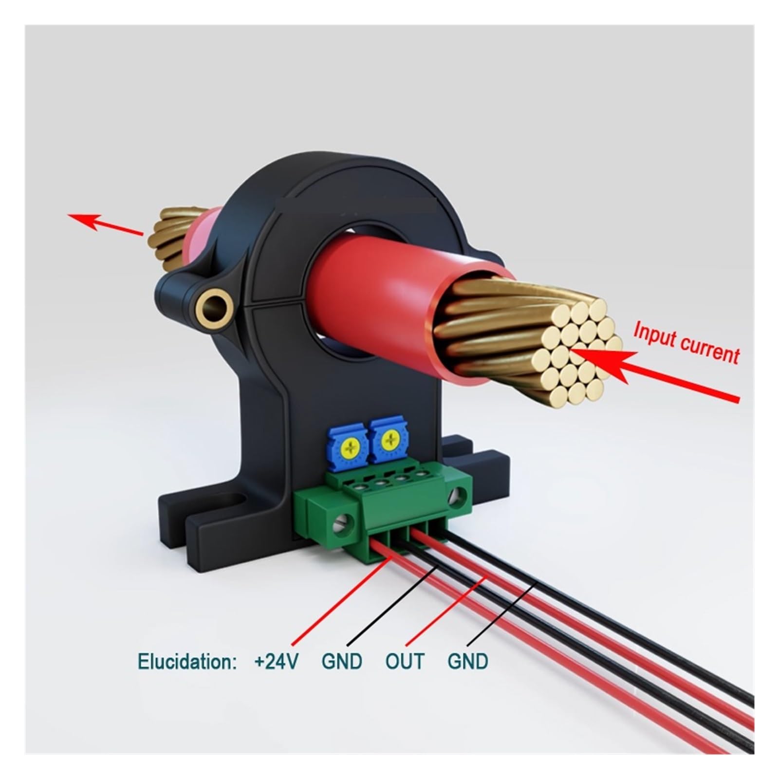 Transformador de corriente de núcleo dividido | Sensor de corriente Hall QNDBK1-40 CC 600A 800A 1000A 1500A 2000A CC 4 20mA 10V 5V(DC 500A,DC 5V PWR 24V)