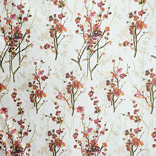 Image of Polyester Floral Print Light Filtering Long Door Curtain for Bedroom Living Room, 9 feet Long, Orange, Set of 1