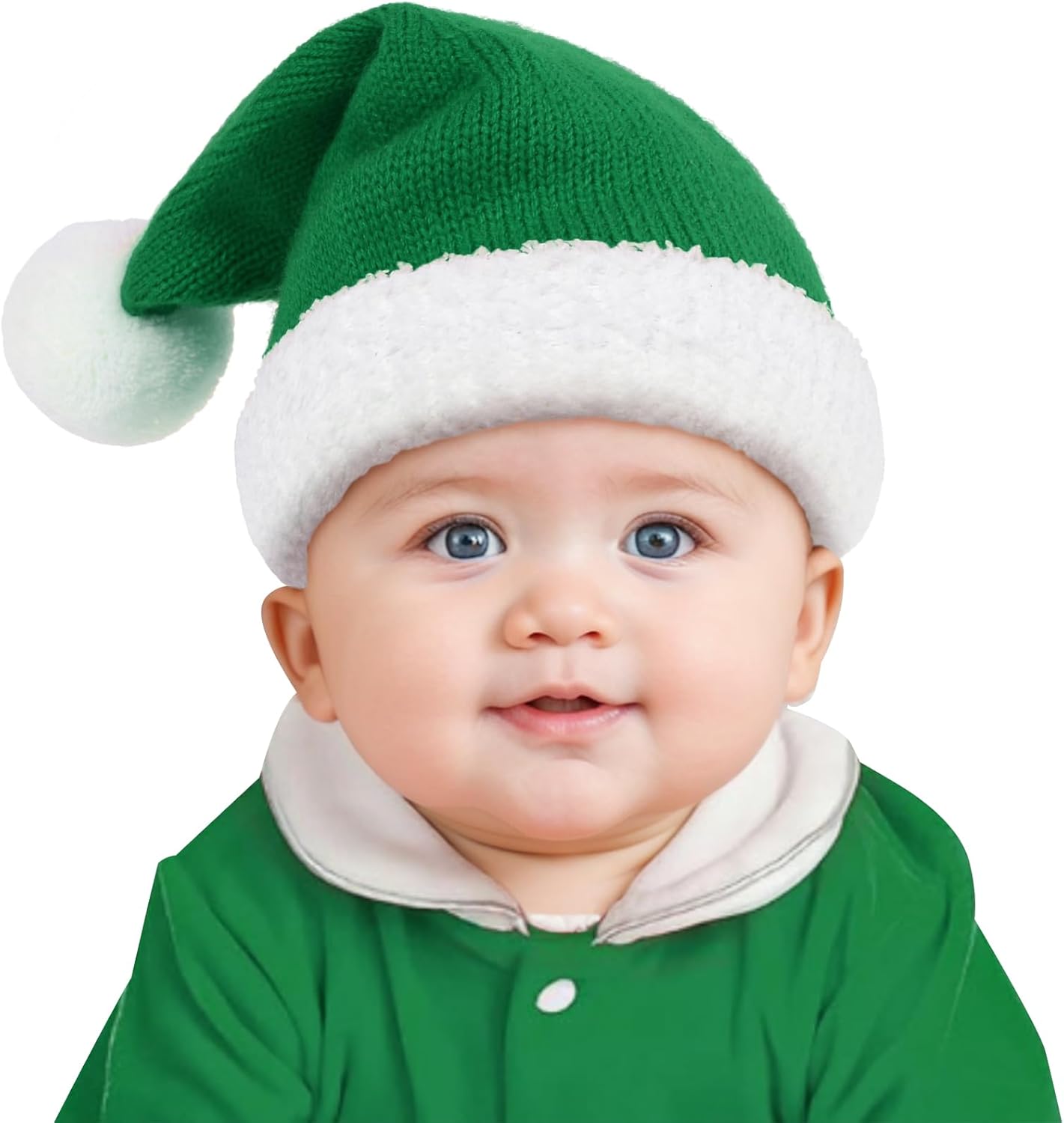 Durio Santa Hat for Baby & Kids 0-8 Years - Soft Plush Xmas Elf Baby Christmas Hat, Winter Warm Cozy Unisex Toddler Beanie 1 Baby 3-6 Months Green