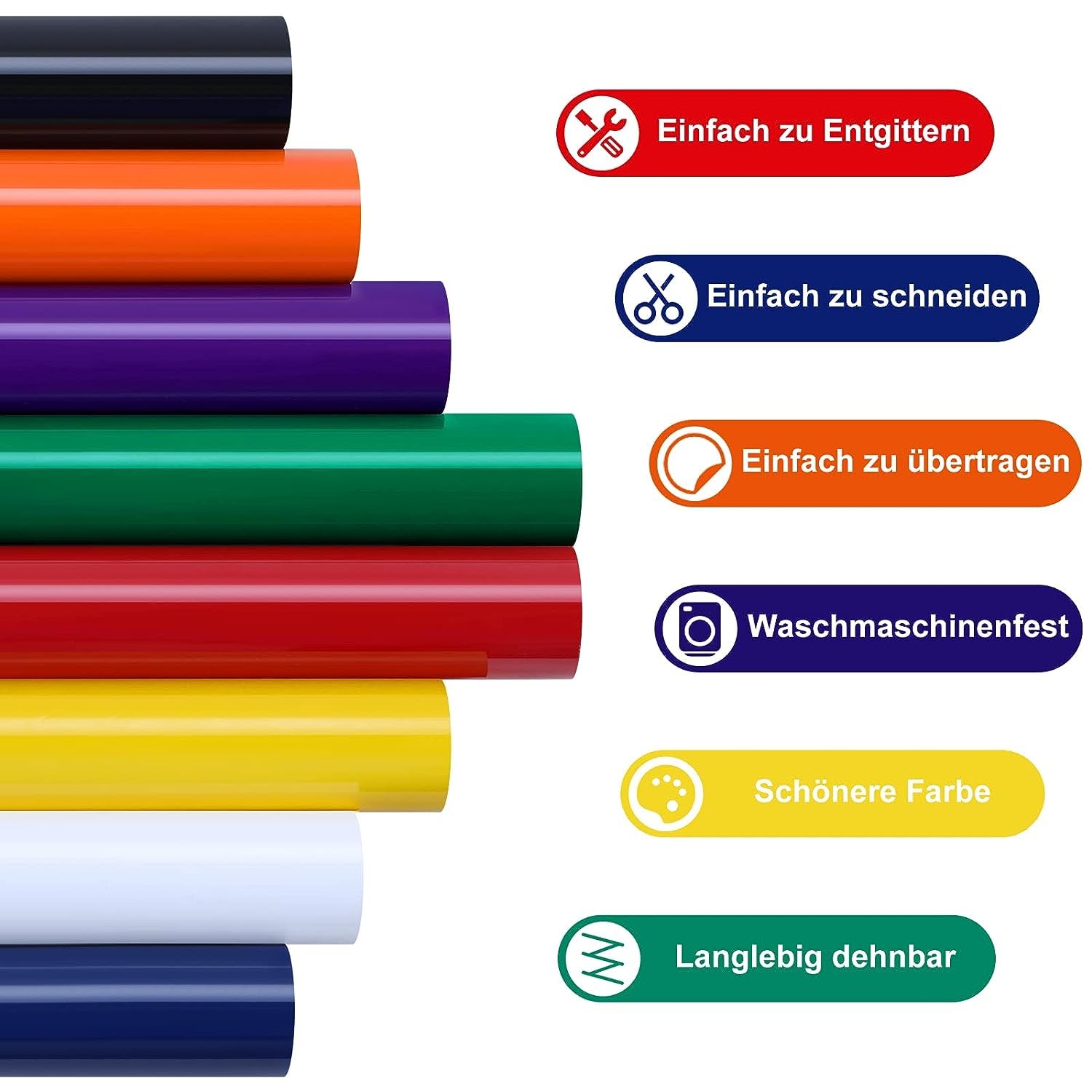 HTVRONT Lámina para plóter textil, 30,5 cm × 91 cm, 8 rollos de lámina flexible para plóter textil para ropa, lámina flexible para planchar camisetas y otros tejidos, adecuado para todo tipo de