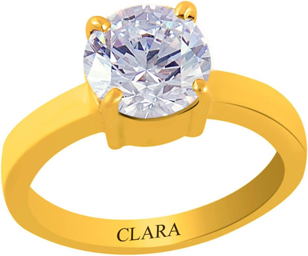 ClaraCertified Zircon 6.5 Carat or 7.25ratti Panchdhatu Gold Plating Astrological Ring for Men & Women
