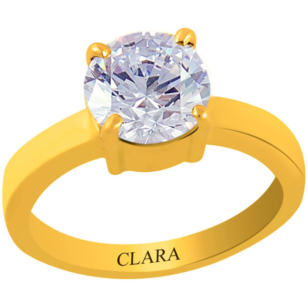 ClaraCertified Zircon 6.5 Carat or 7.25ratti Panchdhatu Gold Plating Astrological Ring for Men & Women