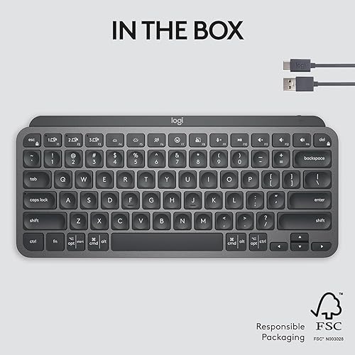 Miniatura 12 de Logitech MX Keys Mini - Teclado minimalista, iluminado, inalámbrico, compacto, con Bluetooth, retroiluminación, USB-C, compatible con Apple macOS
