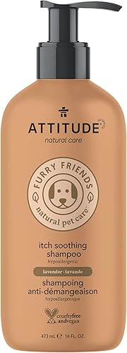 ATTITUDE Champú calmante natural para gatos y perros, hipoalergénico, vegano y libre de crueldad, lavanda, 16 onzas líquidas (paquete de 1) (81143)