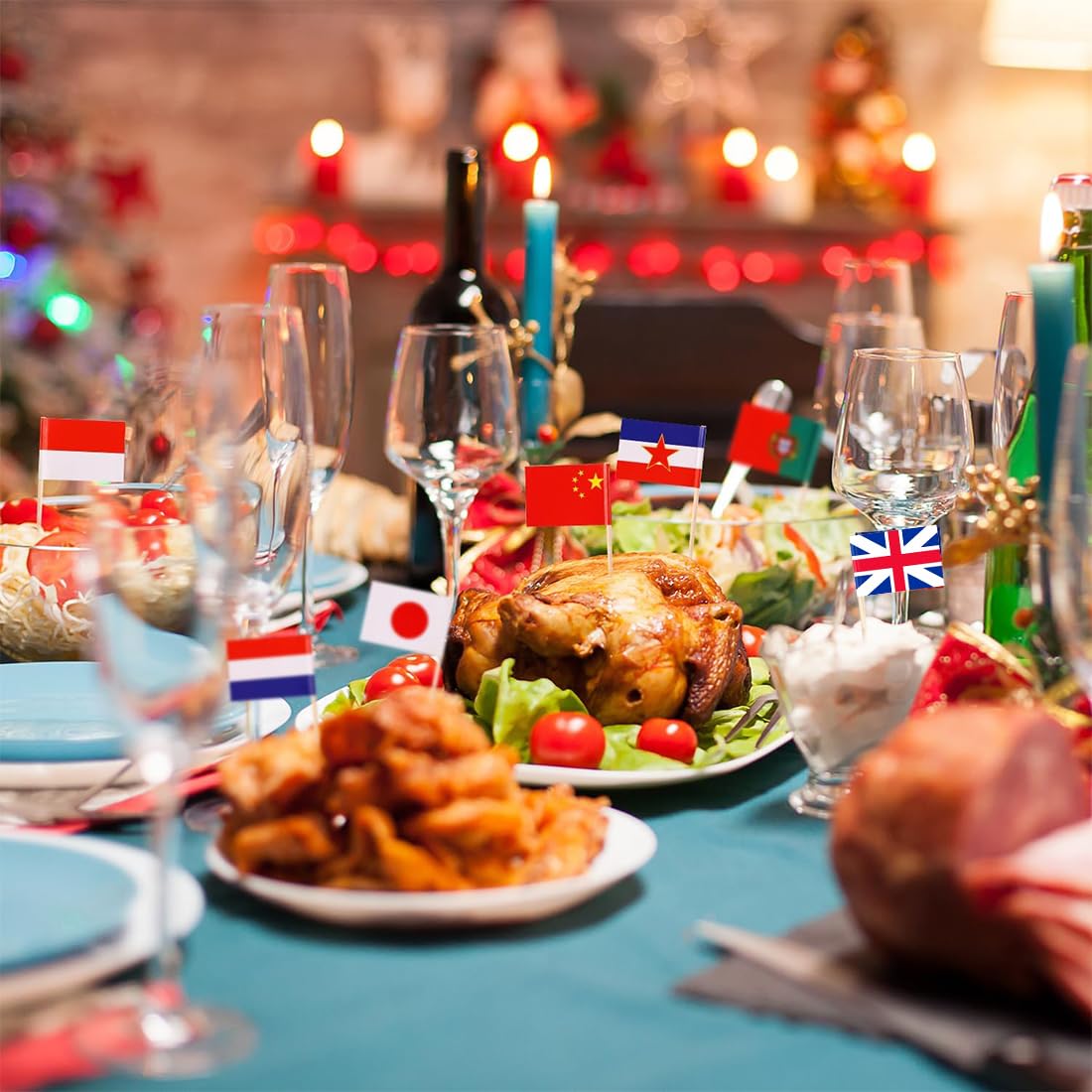 100 Pezzi Bandiera Stuzzicadenti Multinazionali da Cocktail, Stuzzicadenti Decorativi, Aperitivo Accessori, Stuzzicadenti per Feste, per Bicchieri da Cocktail, Frutta, Panini, Bevande