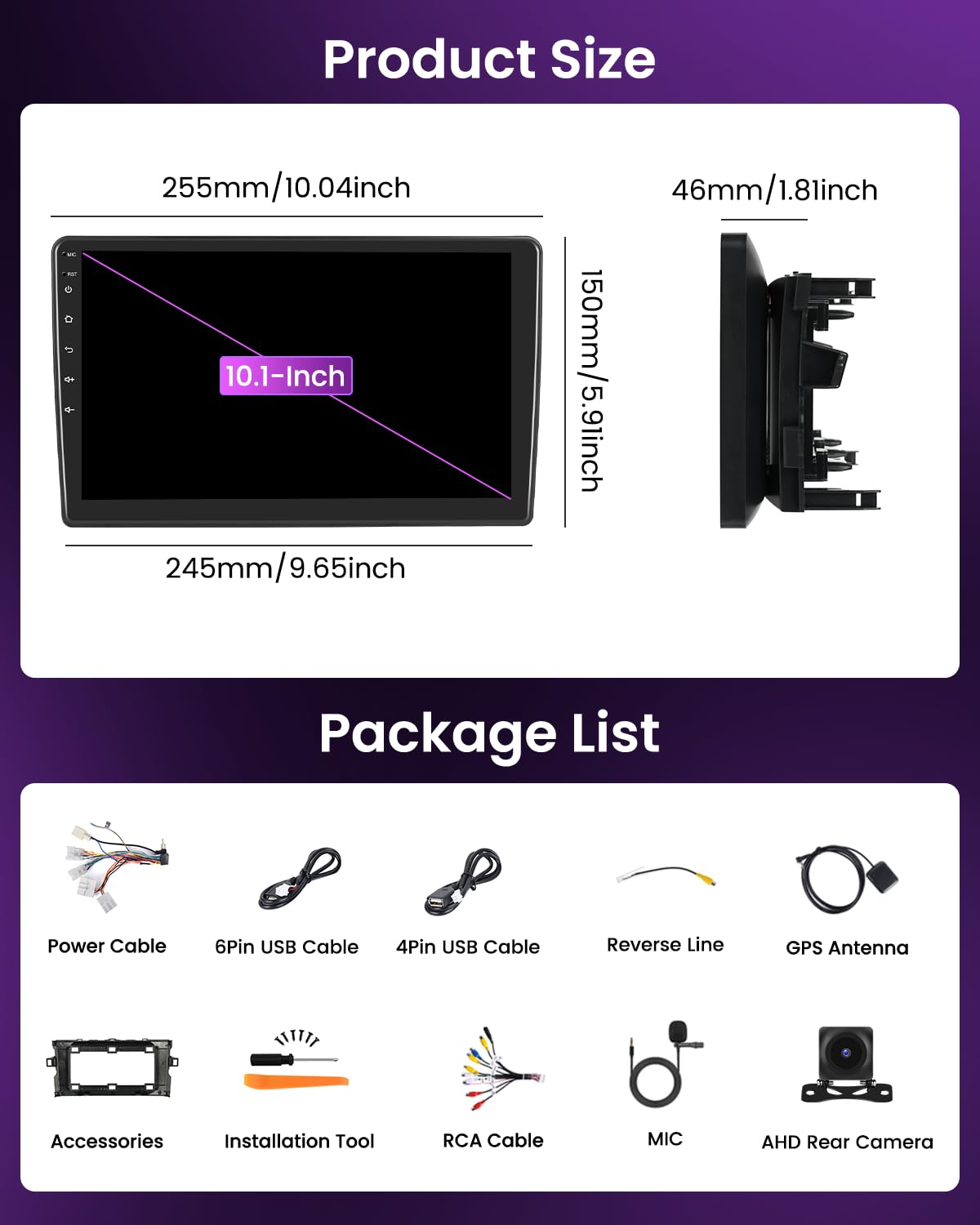 Inefala 4+64G Autoradio para Toyota Auris 2006-2011 Android 15 con Wireless Carplay y Android Auto, 9'' Radio Pantalla con Bluetooth 32EQ GPS FM/RDS SWC AHD Cámara Inversa