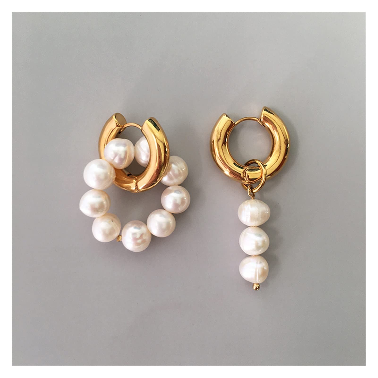 Boucles d'oreilles suspendues perles d'eau douce naturelles au design original