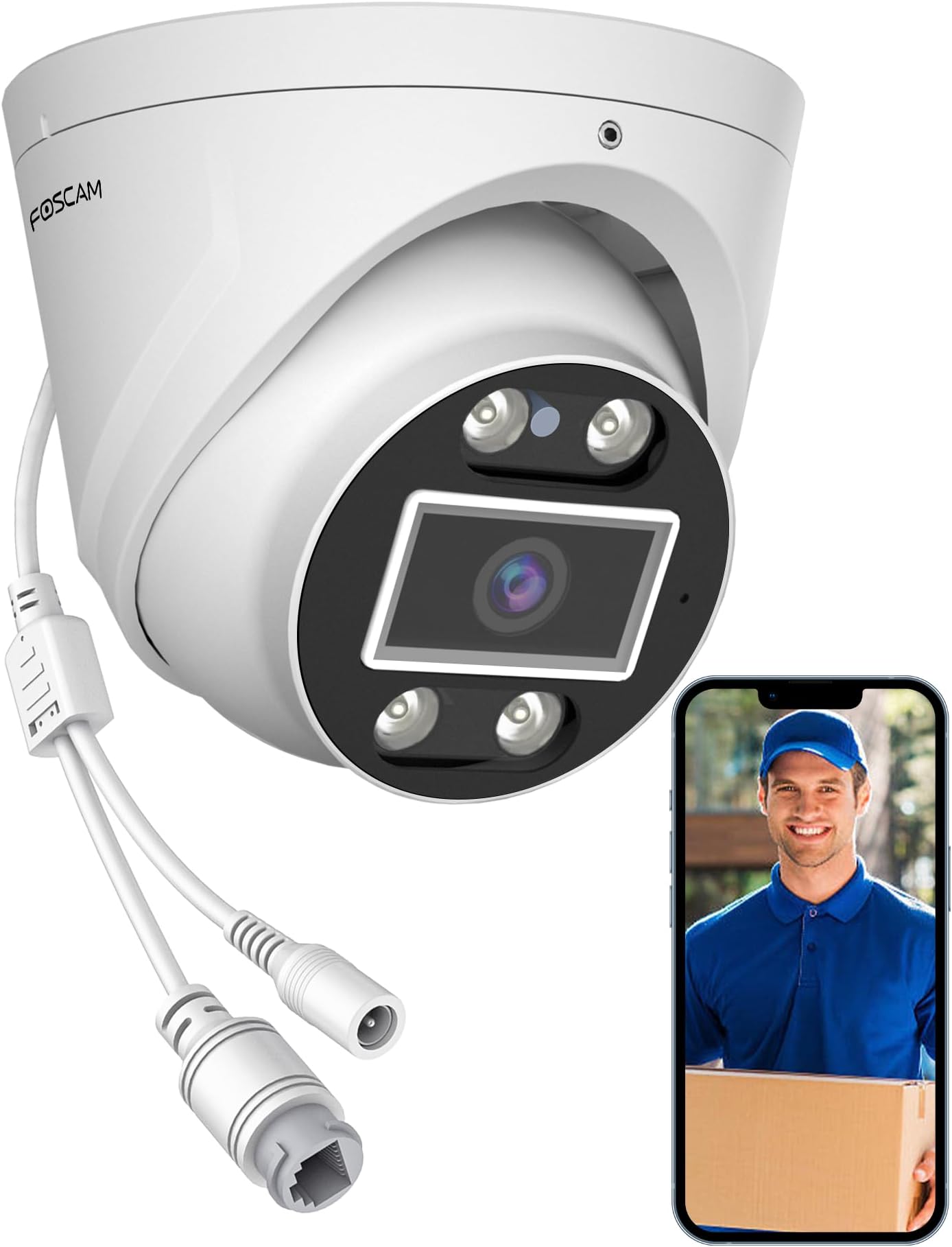4K 8MP Security IP POE Cameras, UltraHD Home Surveillance Security Camera Outdoor with Two-Way Audio, 66ft Color Night Vision, Human/Vehicle Detection, IP66 Waterproof (US Model Not for UK)