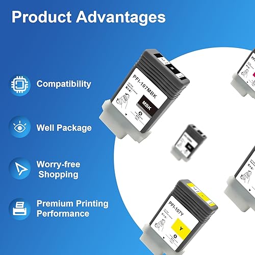 Miniatura 4 de YOUEXPERT Cartucho de tinta de pigmento PFI-107 MBK para Canon PFI107 PFI-107 PFI107MBK PFI-107 6705B001 para ImagePROGRAF iPF670 IPF 670 MFP L 24