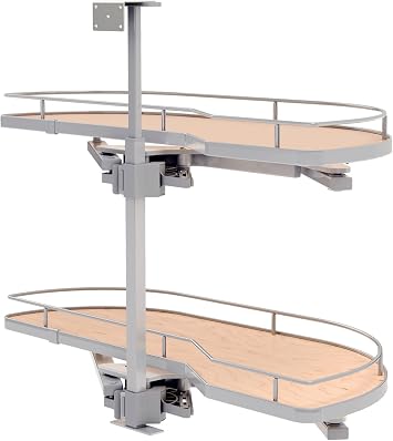 Rev-A-Shelf Maple Two-Tier Girasolo w/Soft Close and Chrome Accents for 15" Right Opening/Blind Left Corner cabinets