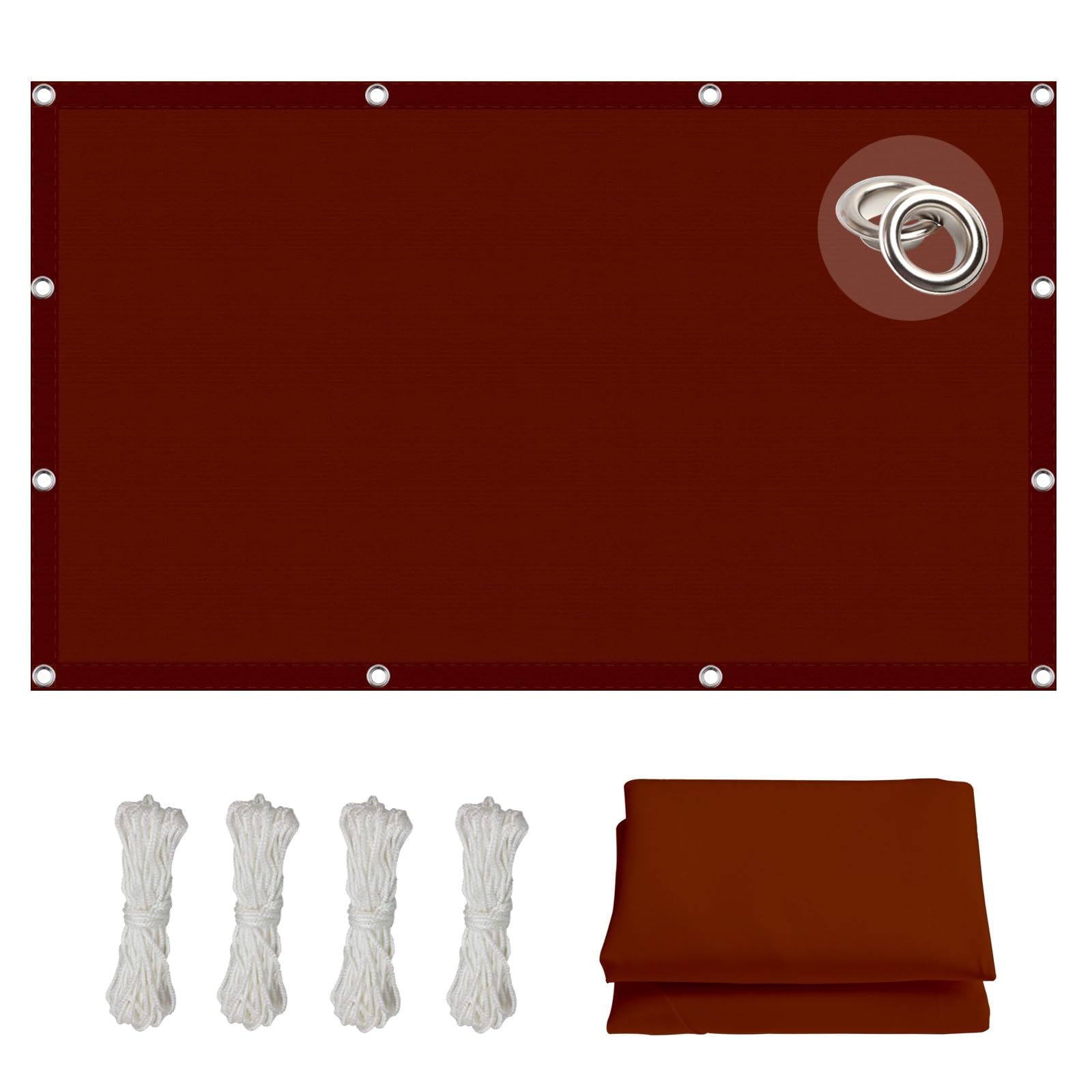 Filet d'ombrage avec oeillets 2 x 5.5 m rouge rouille anti-UV 98%