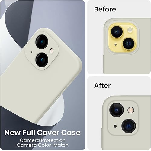 Miniatura 3 de FireNova Funda para iPhone 14, funda de silicona mejorada protección de cámara con 2 protectores de pantalla, forro interior de microfibra suave