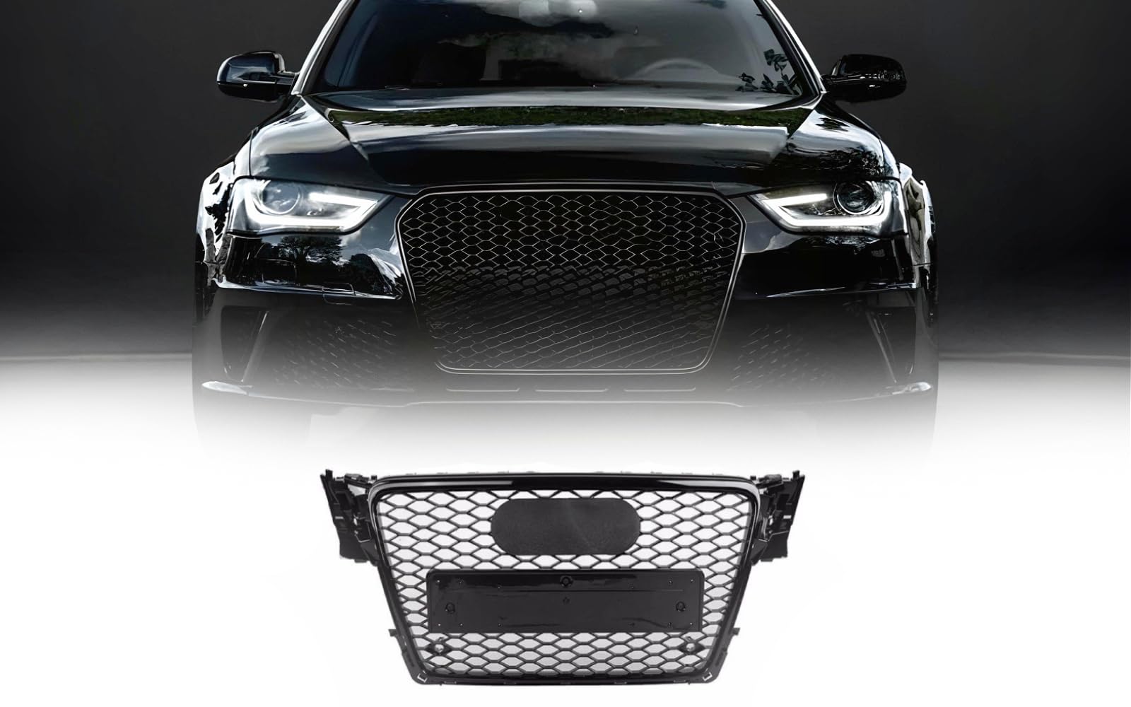 Mptuned Griglia radiatore RS4 stile grill nero lucido compatibile per Audi A4 B8 2009 2010 2011 2012