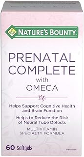 Nature's Bounty Prenatal Complete Multivitamin with Omega Pills, Supplement, Helps Support Cognitive Function and Brain Health, 60 Softgels