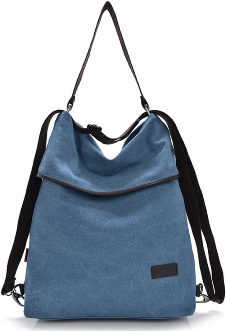 Fansela(TM) 2015 New Unisex Classic Multifunctional Simple Stylish Canvas Backpack Handbag (Blue)