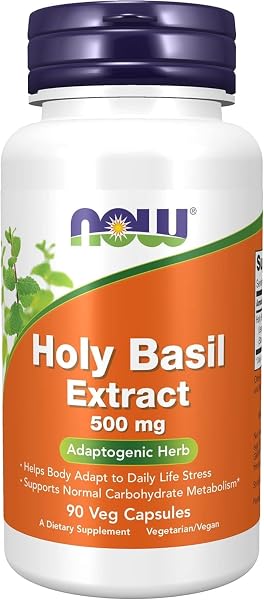 NOW Foods Holy Basil Extract 500mg Vegicaps Pack of 2
