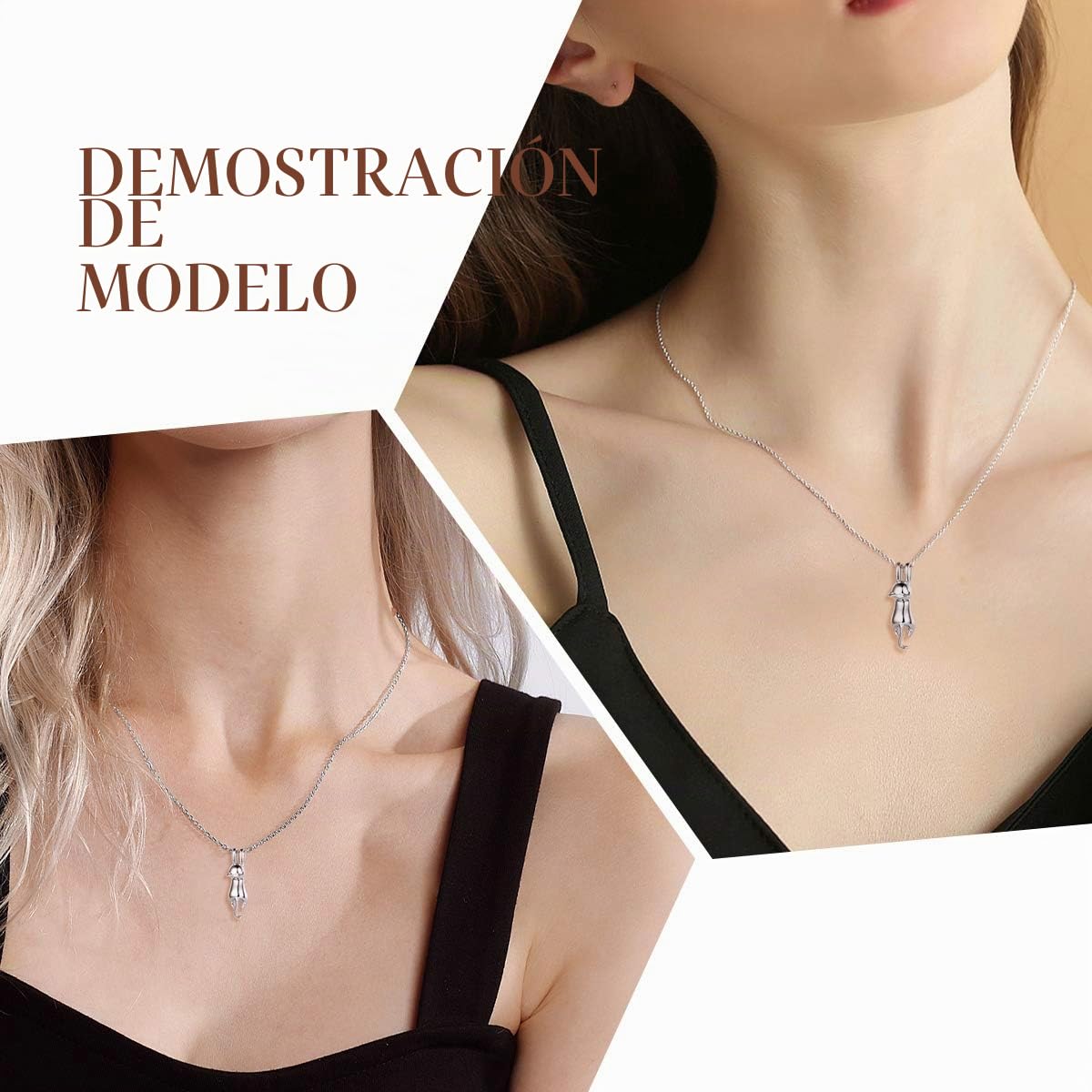 ChicSilver Collar Mujer Plata de Ley 925 Colgante Infantil Gato Joyería Cute para Hija