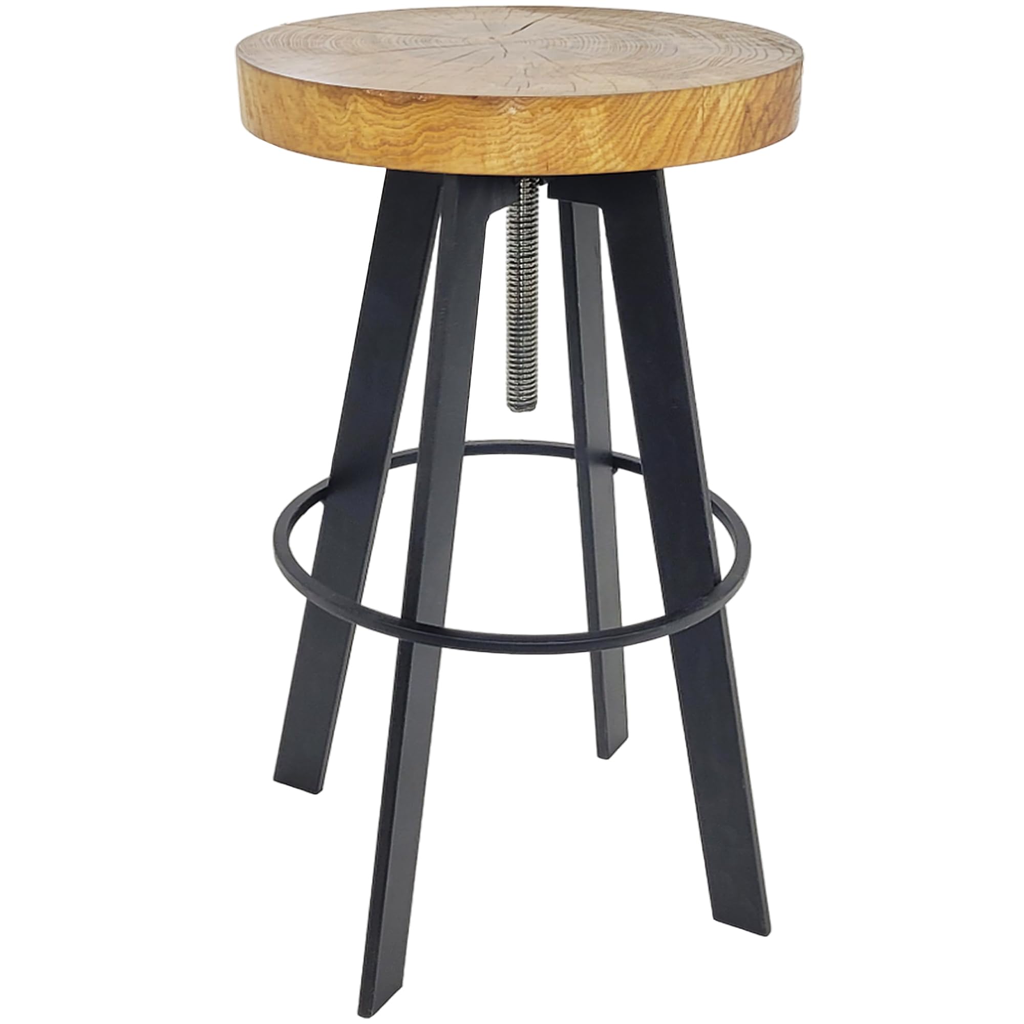 weeco Taburete con asiento giratorio de madera y patas de metal. Taburete con altura regulable de 65 a 80 cm. Peso: 13 kg