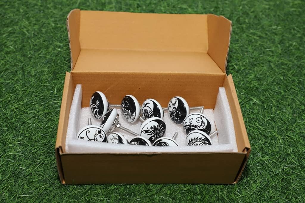 SHIRANYA インデイン キャビネットノブ 10個セット マルチカラー 花柄 ボーホー セラミック プルハンドル ミックスカラー