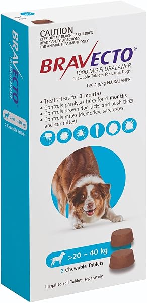 Bravecto Large Dog Flea Tick Treatment 2 Pack 20-40kg
