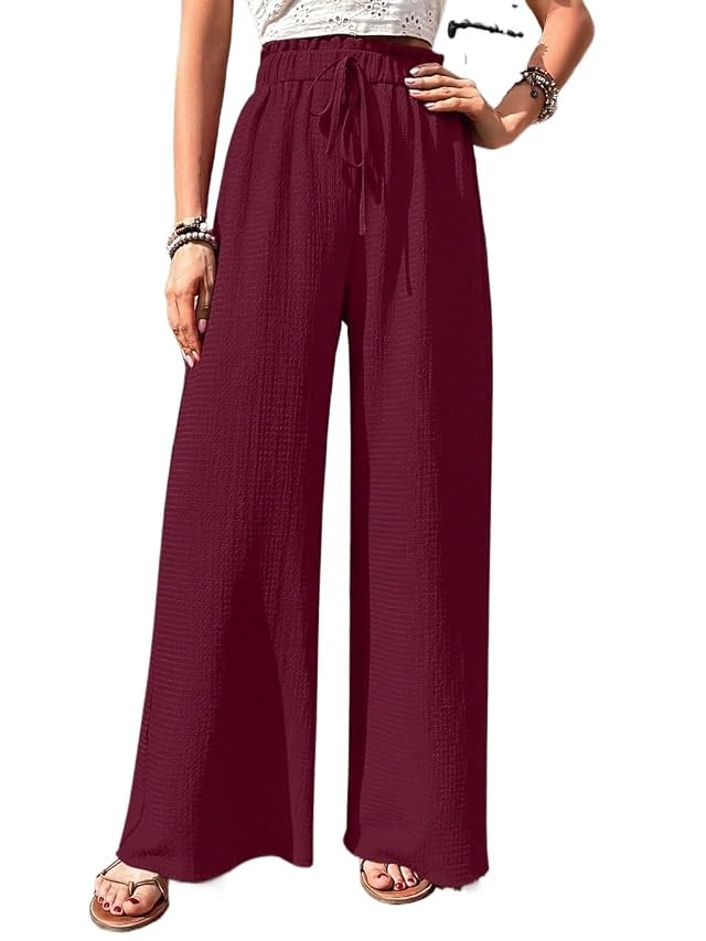 Womens Fall Solid Color Wide Leg Loose Pants Trousers