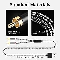 Vista 3 de Cable de audio USB a RCA, USB 2.0 macho a 2 R CA macho, convertidor de cable de audio estéreo, adaptador de nailon trenzado USB a RCA para PC