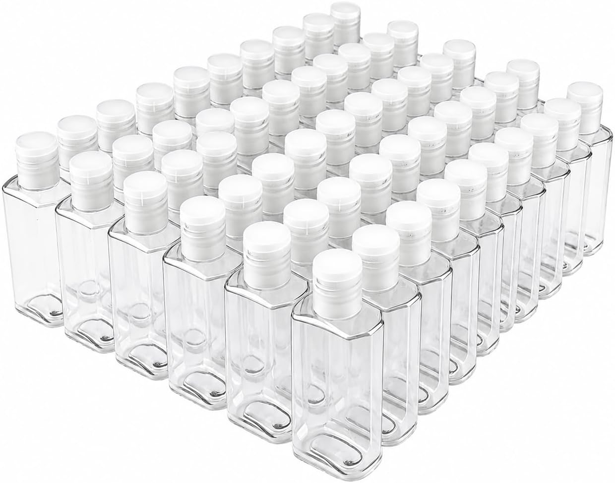 Zimtty 50PCS Travel Plastic Hand sanitizer Bottles Empty, Leakproof Refillable Empty Bottles Portable Squeeze Containers with Flip Cap(2oz)