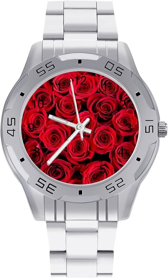 Amazon 腕時計 ビジネス 赤いバラ うで時計 メンズ Watch クオーツウォッチ クォーツ時計 ステンレス製バンド ファッション レディース 男性 おしゃれ 箱付き アナログ カジュアル プリント 直径4 1cm 軽量 個性 メンズ腕時計 腕時計 通販