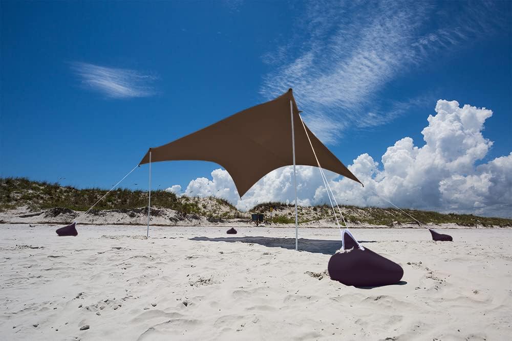 OtentikBeach Tent Sun Shelter UPF50+ Pop Up Beach Sun Shade Canopy w/Sandbag Anchors and Stability Poles, Large 9 x 9 ft - Up to 7 People | Outdoor Shade for Camping Trips, Backyard & Travel