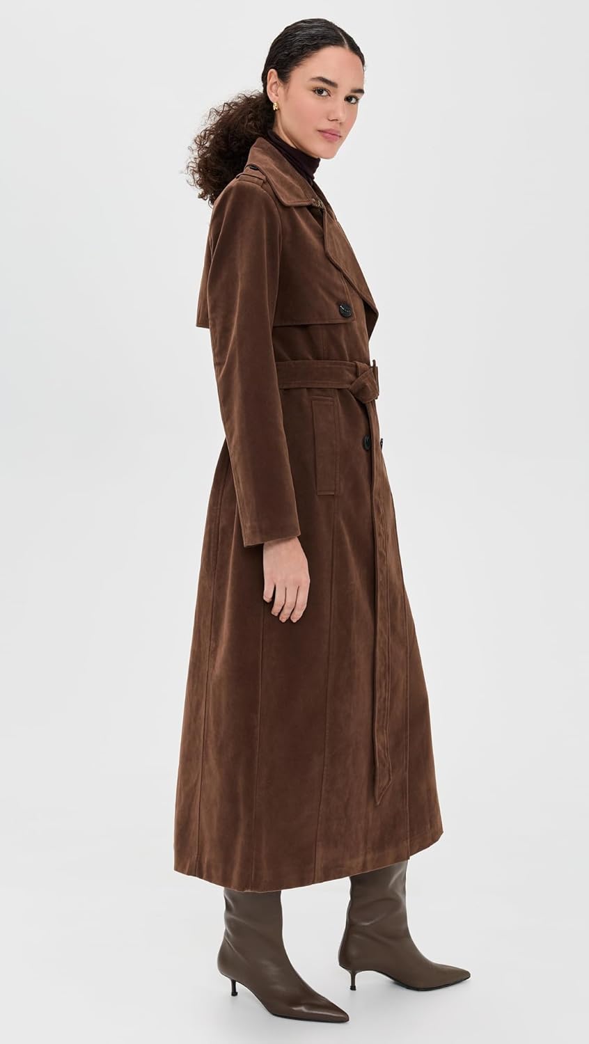 Avec Les Filles Women's Faux Suede Maxi Trench Coat - Image 4