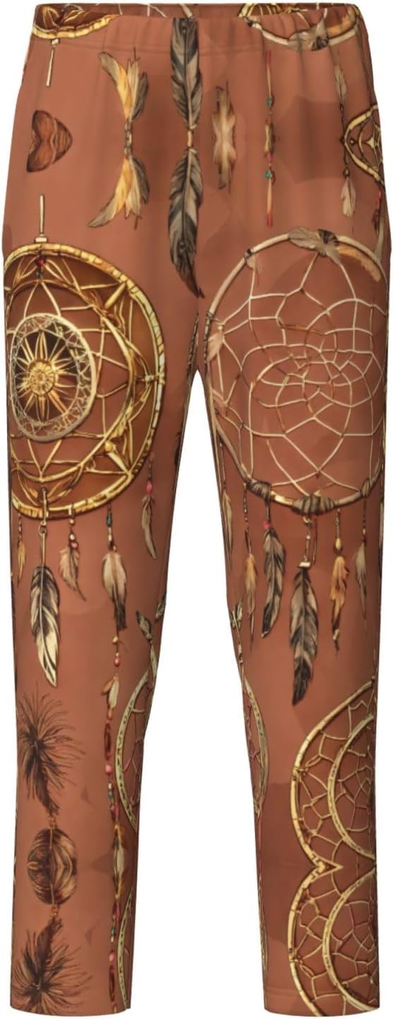 Feather Print Cute Pajama Pants,Soft Cotton Feel Sleep Pants In Multiple Sizes And Styles