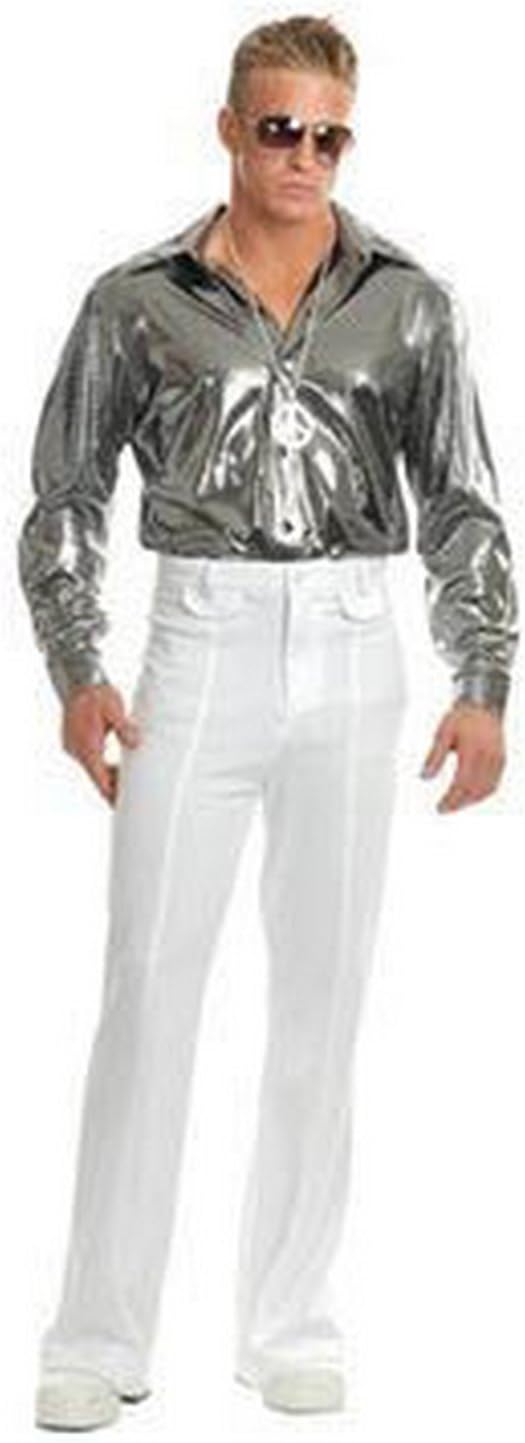 Charades Men's Silver Nail Head Costume Disco Shirt