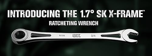 Miniatura 2 de SK Hand Tool 80003 - Llave de trinquete métrica de 0.394 in con marco X de 6 puntos, cromada, oscilación de arco de 1.7, 216 posiciones, fabricada