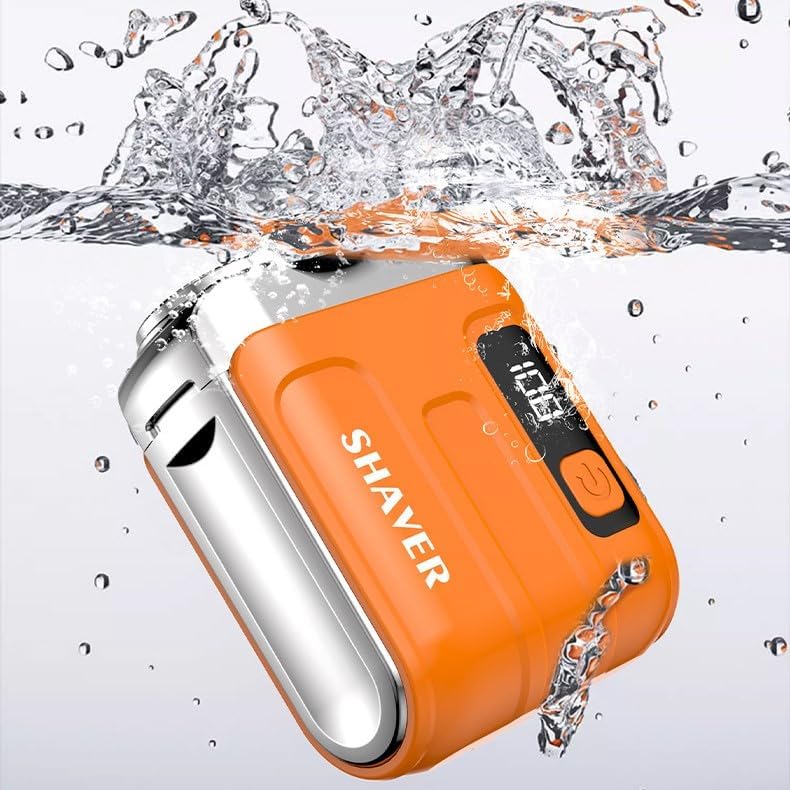 Men's Electric Shaver, MINI Shaver, Wireless Charging, Long Battery Life, Wet/Dry Shaving, Digital Battery Indicator, Portable Shaver, Light Orange